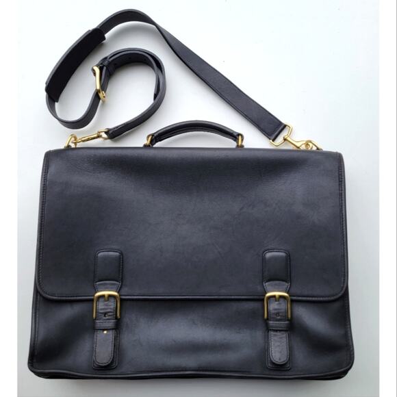 Coach Thompson Executive 16" Black Leather Briefcase Laptop Bag #F2S-5310 - Picture 1 of 16